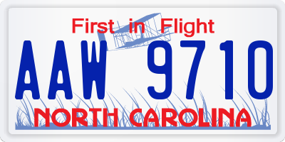 NC license plate AAW9710