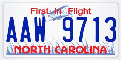 NC license plate AAW9713