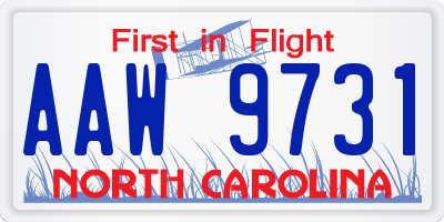NC license plate AAW9731