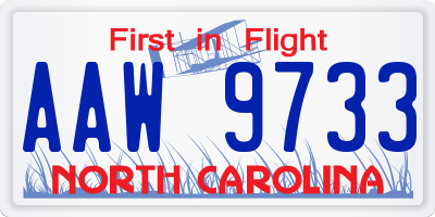 NC license plate AAW9733