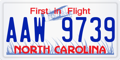 NC license plate AAW9739