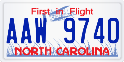 NC license plate AAW9740