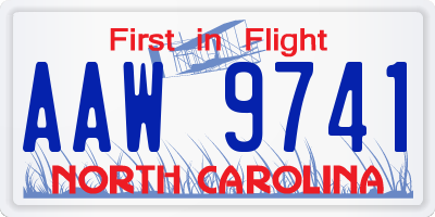 NC license plate AAW9741
