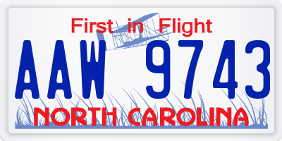 NC license plate AAW9743