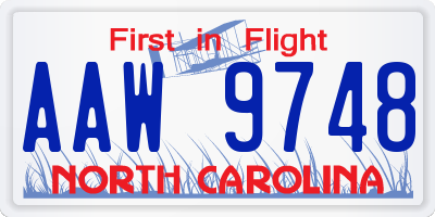 NC license plate AAW9748