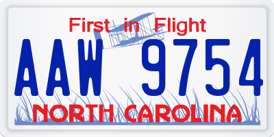 NC license plate AAW9754