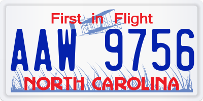 NC license plate AAW9756