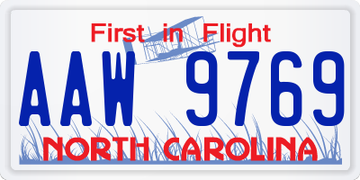 NC license plate AAW9769