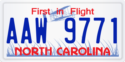 NC license plate AAW9771