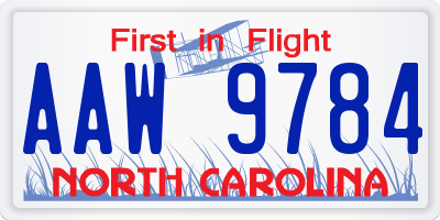 NC license plate AAW9784