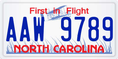 NC license plate AAW9789