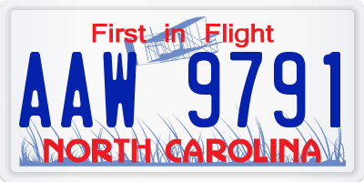 NC license plate AAW9791