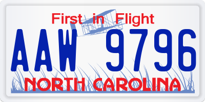 NC license plate AAW9796