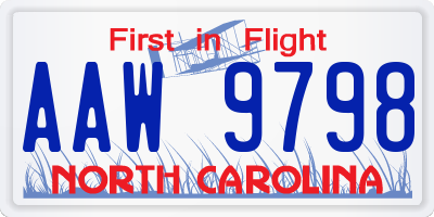 NC license plate AAW9798