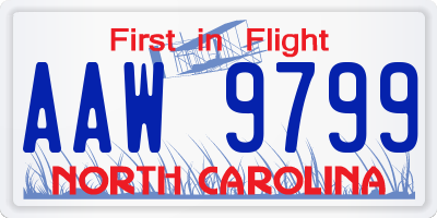 NC license plate AAW9799