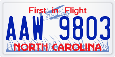 NC license plate AAW9803