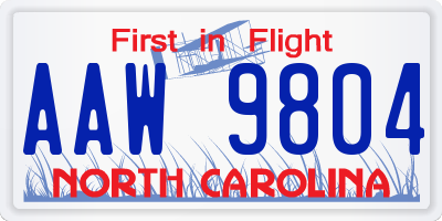NC license plate AAW9804