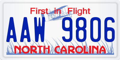 NC license plate AAW9806