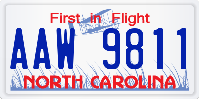 NC license plate AAW9811