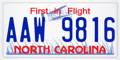 NC license plate AAW9816