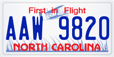 NC license plate AAW9820