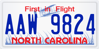 NC license plate AAW9824