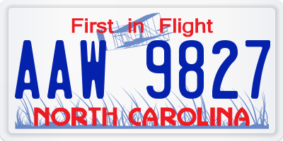 NC license plate AAW9827