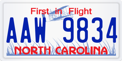 NC license plate AAW9834