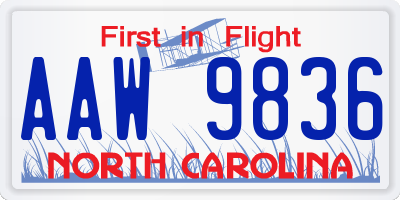 NC license plate AAW9836