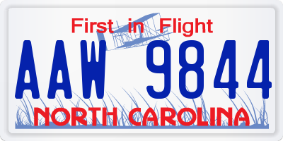 NC license plate AAW9844