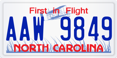 NC license plate AAW9849
