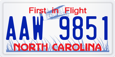 NC license plate AAW9851