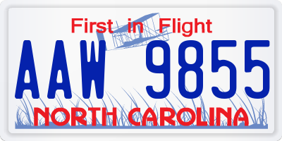 NC license plate AAW9855