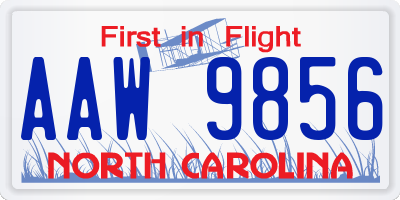 NC license plate AAW9856