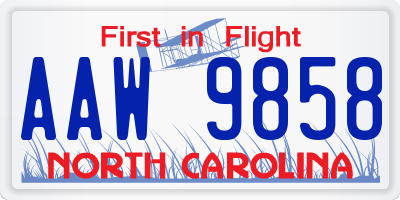 NC license plate AAW9858