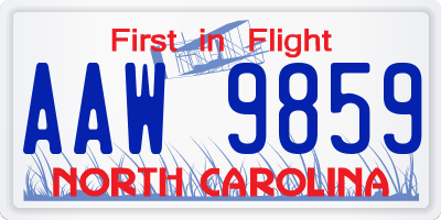 NC license plate AAW9859