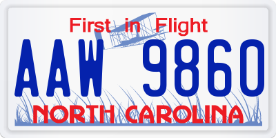 NC license plate AAW9860