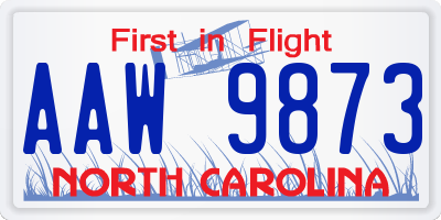 NC license plate AAW9873