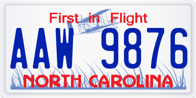 NC license plate AAW9876
