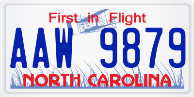NC license plate AAW9879