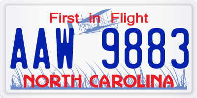 NC license plate AAW9883