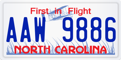 NC license plate AAW9886