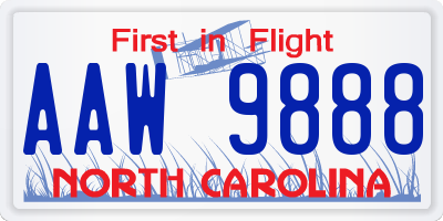 NC license plate AAW9888