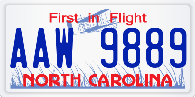 NC license plate AAW9889