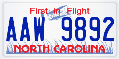 NC license plate AAW9892