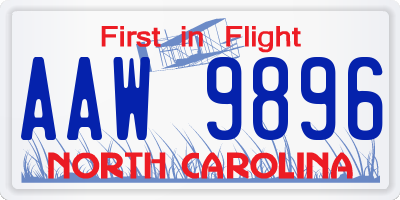NC license plate AAW9896
