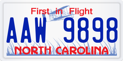 NC license plate AAW9898