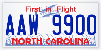 NC license plate AAW9900