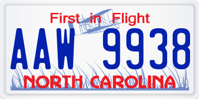 NC license plate AAW9938