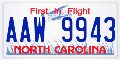 NC license plate AAW9943